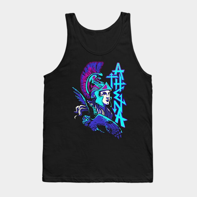 Athena Ancient Greek Gods and Monsters Mythology Retrowave Tank Top by Sassee Designs